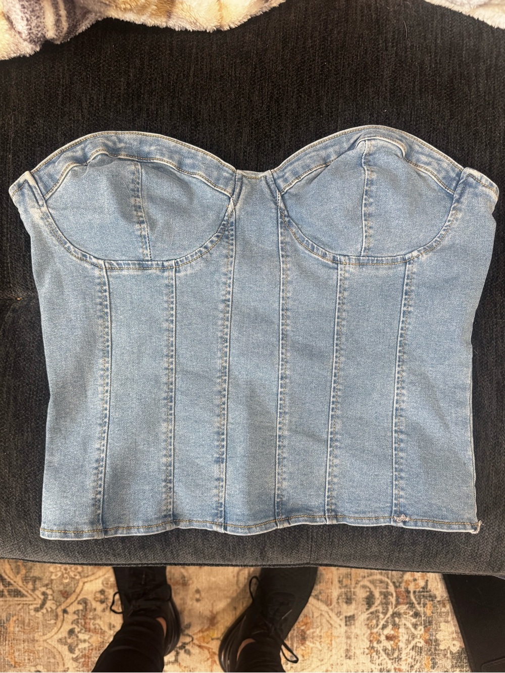 PrettyLittleThing Plus Light Blue Denim heart-shaped tube top